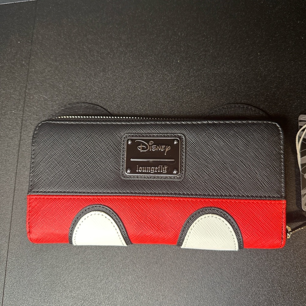Disney Loungefly Mickey Mouse Zip-Around Wallet Red Black Ears NWT